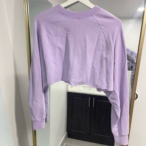 Alo yoga double take cropped sweater purple lavender size small